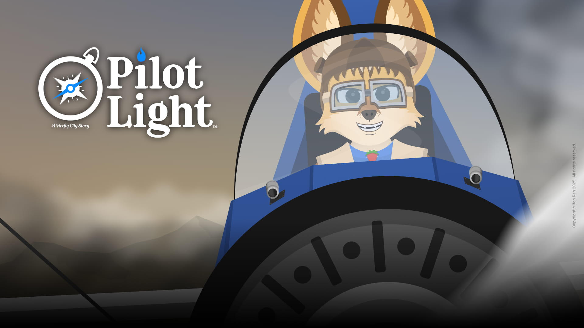 A promotional poster featuring Elsie Adams flying her biplane Skyspark with a determined expression.